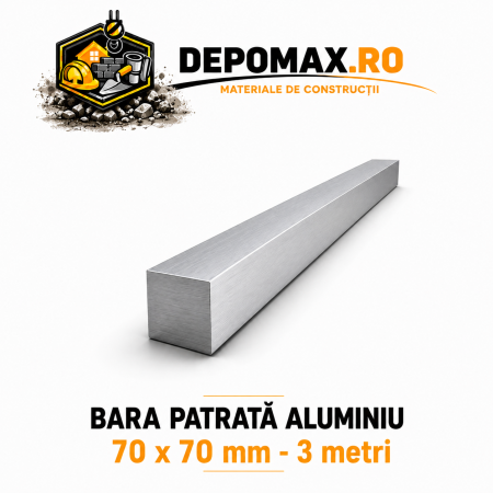 Bara patrata aluminiu 70 x 70 mm, 3 metri, EN AW-6082